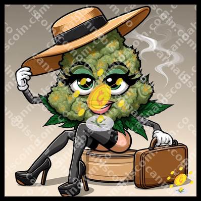 Chic cannabis with hat and suitcase