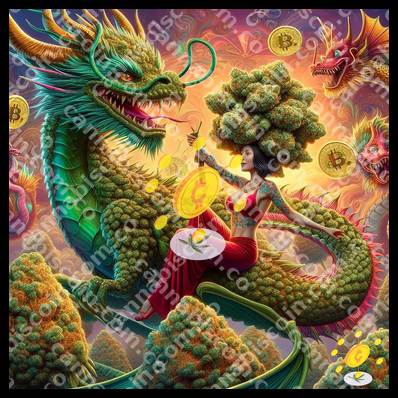 Dragon and ganja in gold