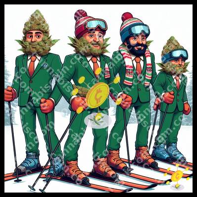 Bows skiing in the green snow